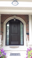 Fiberglass door with frosted Sidelites