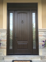 sandblasted leaded glass in Mocha colour