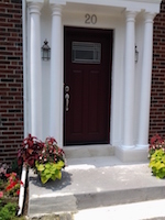 Traditinal Craftsman door with custom glass deisgn