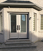 8 ft Steel Garden Door with executive mouldings and builtin mini blinds