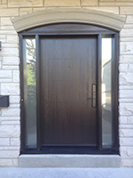 42 inch Laser Etched Fiberglass contemporary door with Acid Frost Sidelites with multipoint lock